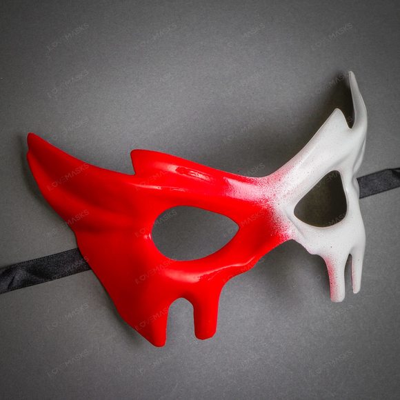 Devil Halloween Masquerade Eye Mask - Bloody Red White - Picture 3 of 5